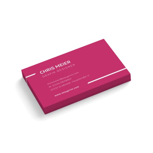 Visitenkarten personalisiert | Frame | Pink | 1-seitig | Querformat | Menge + Schriftfarbe + Papier zur Auswahl | selbst gestalten | hochwertig | 350 g Qualitätsdruck (Schrift weiß, 100 Stück) von easyprint