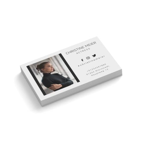 Visitenkarten personalisiert | mit Foto | Design Actress | 1-seitig | Querformat | Menge + Papier zur Auswahl | selbst gestalten | hochwertiger Druck (100 Stück) von easyprint