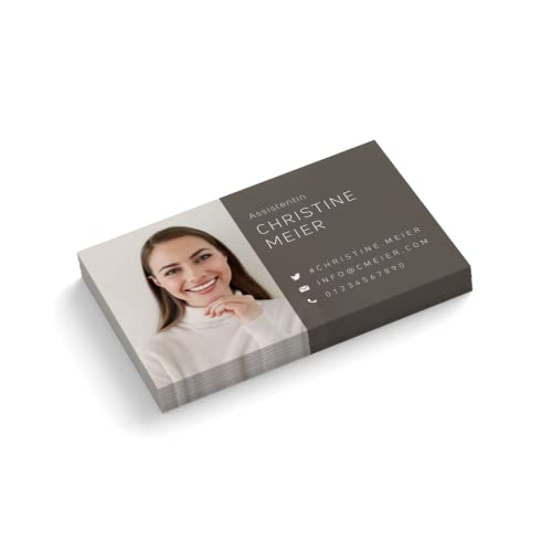 Visitenkarten personalisiert | mit Foto | Design "Assistentin" | 1-seitig | Querformat | Menge + Farbe + Papier zur Auswahl | selbst gestalten | hochwertiger Druck (Weiß, 1000 Stück) von easyprint