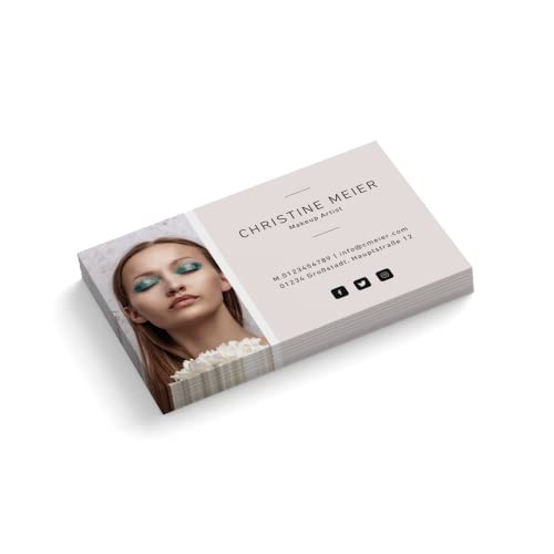Visitenkarten personalisiert | mit Foto | Design Make Up Artist # 2 | 1-seitig | Querformat | Menge + Papier zur Auswahl | selbst gestalten | hochwertiger Druck (100 Stück) von easyprint