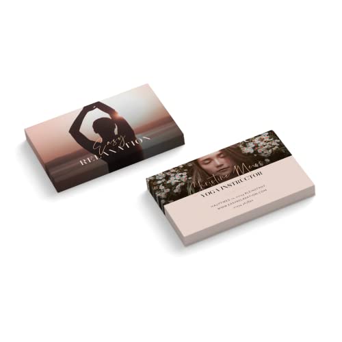 Visitenkarten personalisiert | mit Foto | Yoga Instructor | 2-seitig | Querformat | Menge + Papier zur Auswahl | selbst gestalten | hochwertiger Druck | 350 g Qualitätsdruck (250 Stück) von easyprint