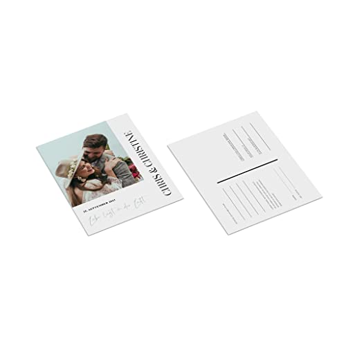 easyprint Ballonkarten personalisiert | mit Wunschtext + Foto | Happy Day | 2-seitig | 105 x 148 mm | DIN A6 | Menge + Papier zur Auswahl | Hochzeit | Wedding | Ehe | Liebe | Flitterwochen (50 Stück) von easyprint