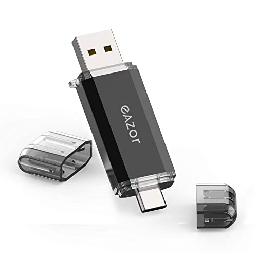 USB-Stick Typ C, 64 GB, 2-in-1, OTG, USB C + USB 3.0, wasserdicht, mit Schlüsselanhänger, Metall, für Computer, MacBook, Google Chromebook Pixel, Samsung Galaxy (TYPE-C64GB) von eazor