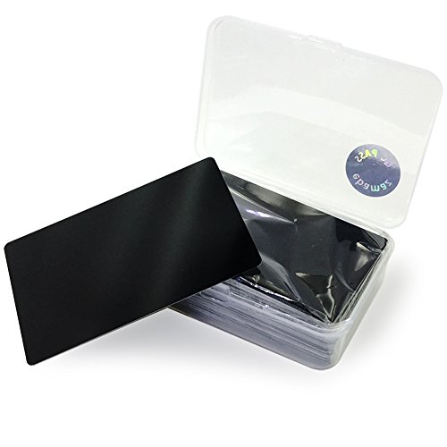 Ebamaz 100 Stück dünn Metall Business Visitenkarten 86X54X0,2mm Aluminium Legierung Plakette für Gravur (3,4 X 2,13X0,01 zoll, Schwarz, Blanko) von ebamaz