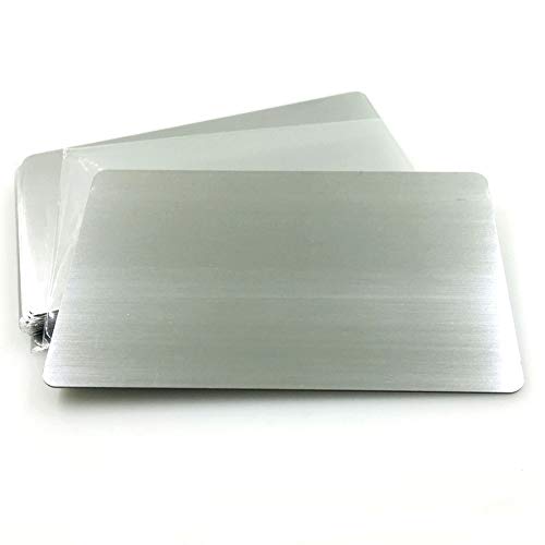 Ebamaz 304 Edelstahl Metall Visitenkarten 86X54X0,5 mm Packung mit 10 Stück (Silber Gebürstet, Blanko) von ebamaz