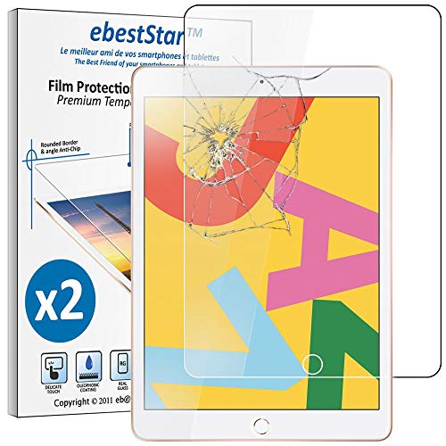 ebestStar - {2 Stück) Panzer Schutz Glas für iPad 10.2 (2019, 2020, 2021), 3D Displayschutz, 9H gehärte Glas, Abgerundete, Blasenfrei von ebestStar