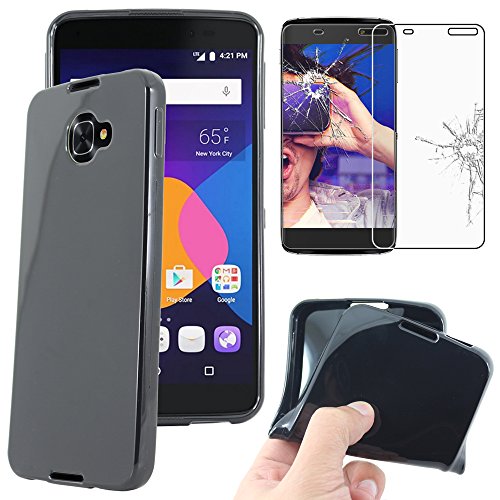 ebestStar - Hülle für Alcatel Idol 4S Idol 4S (5.5), Silikon Handyhülle Cover, TPU Schutzhülle, Slim Handy Case, Schwarz + Panzer Schutz Glas von ebestStar