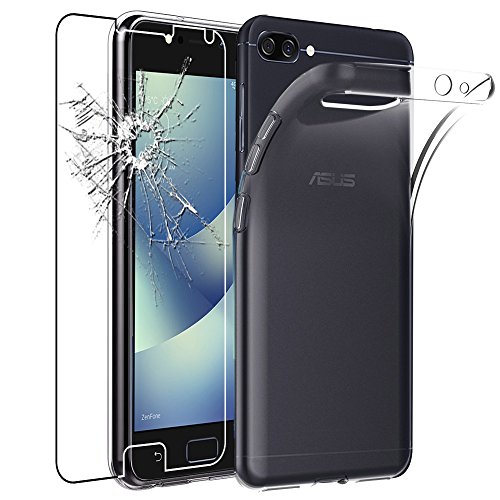 ebestStar - Hülle für Asus Zenfone 4 Max ZC554KL (Pro, Plus), Silikon Handyhülle Cover, Klar TPU Schutzhülle, Slim Handy Case, Transparent + Panzer Schutz Glas von ebestStar