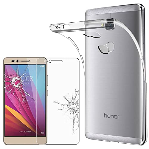 ebestStar - Hülle für Huawei Honor 5X, Silikon Handyhülle Cover, Klar TPU Schutzhülle, Slim Handy Case, Transparent + Panzer Schutz Glas von ebestStar