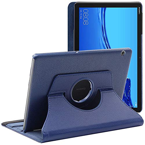 ebestStar - Hülle für Huawei MediaPad T5 10 Tablet 10.1, Drehbar Schutzhülle, PU-Lederhülle, Rotierende Ständer Etui, Rotating Case Cover, Dunkelblau von ebestStar