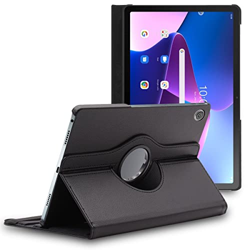 ebestStar - Hülle für Lenovo Tab M10 Plus 10.6 (Gen 3), Drehbar Schutzhülle, PU-Lederhülle, Rotierende Ständer Etui, Rotating Case Cover, Schwarz von ebestStar