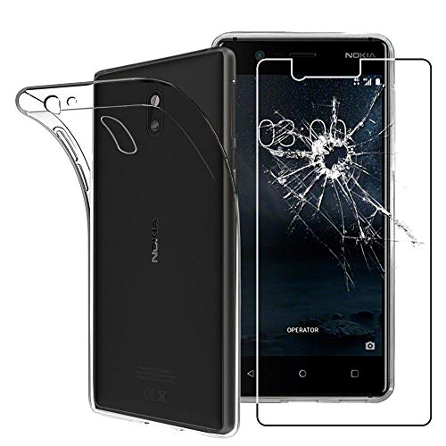 ebestStar - Hülle für Nokia Nokia 3, Silikon Handyhülle Cover, Klar TPU Schutzhülle, Slim Handy Case, Transparent + Panzer Schutz Glas von ebestStar
