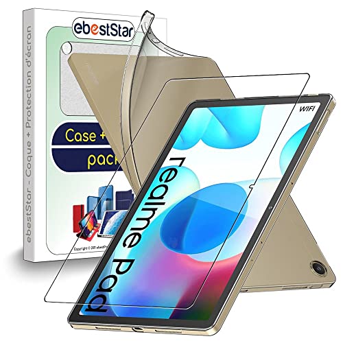 ebestStar - Hülle für Realme Pad 10.4 (2021), Silikon Handyhülle Cover, Klar TPU Schutzhülle, Slim Handy Case, Transparent + Panzer Schutz Glas von ebestStar