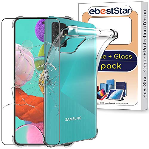 ebestStar - Hülle für Samsung Galaxy A71 SM-A715F, Silikon Handyhülle, Klar TPU Schutzhülle, verstärkten Rändern und Ecken, Transparent + Panzer Schutz Glas von ebestStar