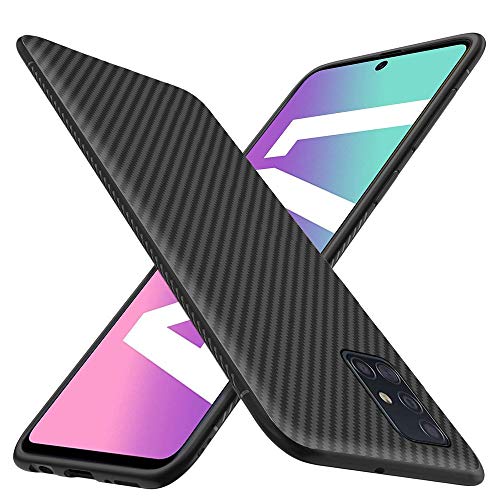 ebestStar - Hülle für Samsung Galaxy A71 SM-A715F, Silikon Handyhülle Cover, Full Carbon Texture Schutzhülle, Schwarz von ebestStar