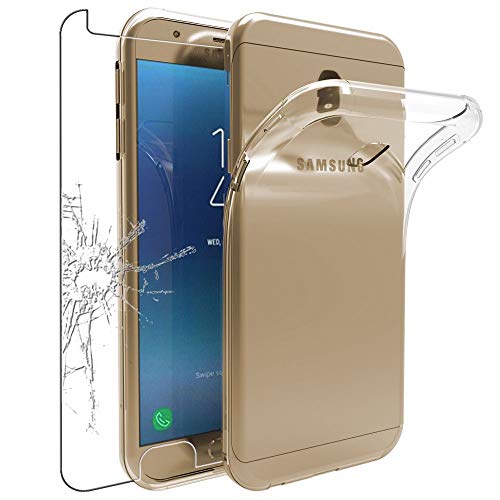 ebestStar - Hülle für Samsung Galaxy J3 2017 SM-J330F, Silikon Handyhülle Cover, Klar TPU Schutzhülle, Slim Handy Case, Transparent + Panzer Schutz Glas von ebestStar