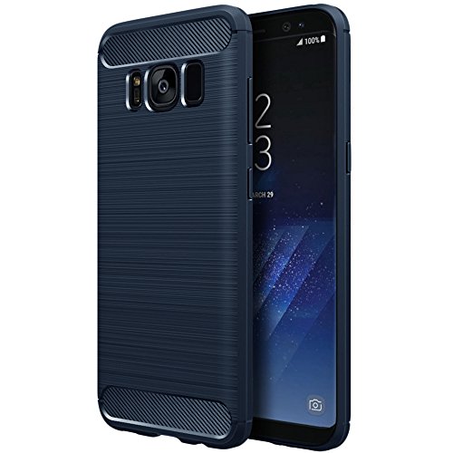 ebestStar - Hülle für Samsung Galaxy S8+ S8 Plus, Silikon Handyhülle Cover, Carbon Fiber Texture Schutzhülle, Dunkelblau von ebestStar