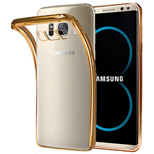 ebestStar - Hülle für Samsung Galaxy S8+ S8 Plus, Silikon Handyhülle Cover, Klar TPU Schutzhülle, Slim Handy Case, Transparent/Gold von ebestStar