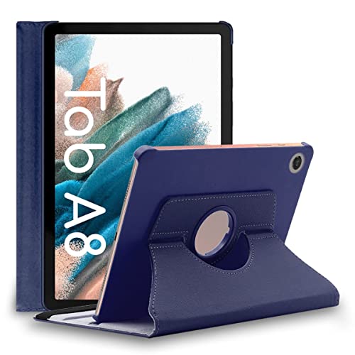 ebestStar - Hülle für Samsung Galaxy Tab A8 10.5 SM-X200 X205 (2021), Drehbar Schutzhülle, PU-Lederhülle, Rotierende Ständer Etui, Rotating Case Cover, Dunkelblau von ebestStar