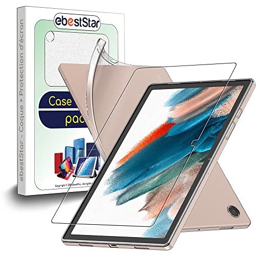 ebestStar - Hülle für Samsung Galaxy Tab A8 10.5 SM-X200 X205 (2021), Silikon Handyhülle Cover, Klar TPU Schutzhülle, Slim Handy Case, Transparent + Panzer Schutz Glas von ebestStar