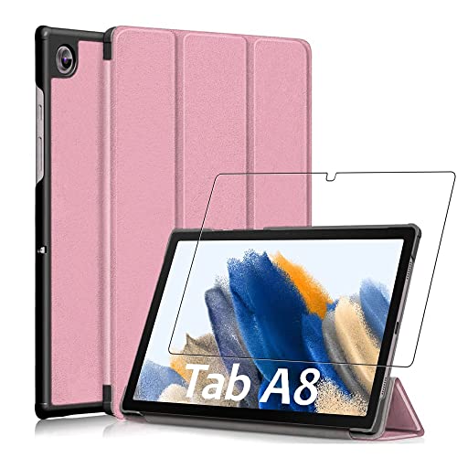 ebestStar - Hülle für Samsung Galaxy Tab A8 10.5 SM-X200 X205 (2021), Slim Smart Cover (Ultra Dünn), Schutzhülle Etui, Ständer Case Cover, Pink Gold + Panzer Schutz Glas von ebestStar