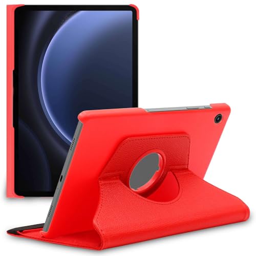 ebestStar - Hülle für Samsung Galaxy Tab A9+ SM-X210 (2023), Drehbar Schutzhülle, PU-Lederhülle, Rotierende Ständer Etui, Rotating Case Cover, Rot von ebestStar