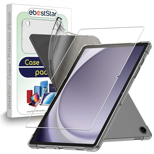ebestStar - Hülle für Samsung Galaxy Tab A9+ SM-X210 (2023), Silikon Handyhülle, Klar TPU Schutzhülle, verstärkten Rändern und Ecken, Transparent + Panzer Schutz Glas von ebestStar