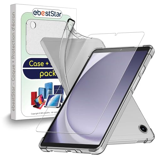 ebestStar - Hülle für Samsung Galaxy Tab A9 8.7 SM-X110 (2023), Silikon Handyhülle, Klar TPU Schutzhülle, verstärkten Rändern und Ecken, Transparent + Panzer Schutz Glas von ebestStar