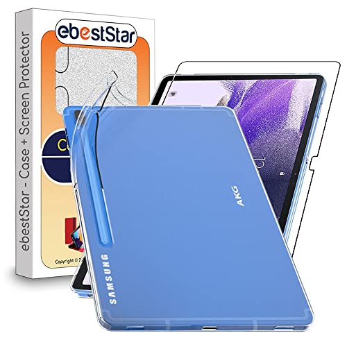 ebestStar - Hülle für Samsung Galaxy Tab S7 FE T730, 5G T736B, Silikon Handyhülle Cover, Klar TPU Schutzhülle, Slim Handy Case, Transparent + Panzer Schutz Glas von ebestStar