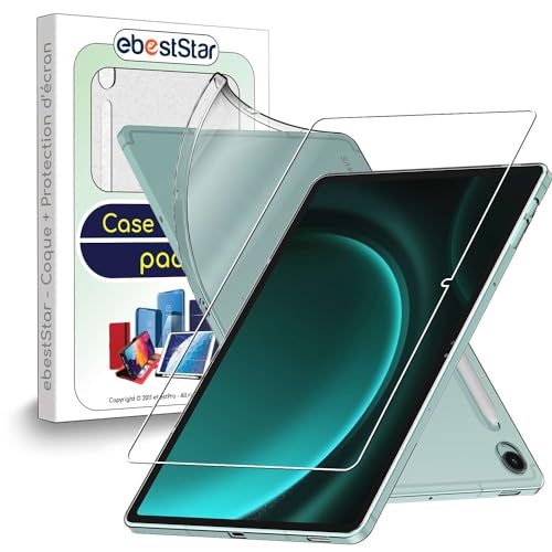 ebestStar - Hülle für Samsung Galaxy Tab S9 FE X510N, 5G X516B, Silikon Handyhülle Cover, Klar TPU Schutzhülle, Slim Handy Case, Transparent + Panzer Schutz Glas von ebestStar