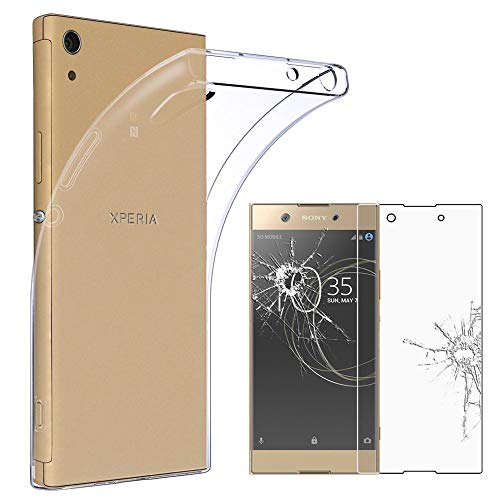 ebestStar - Hülle für Sony Xperia XA1 XA1/Dual (2017), Silikon Handyhülle Cover, Klar TPU Schutzhülle, Slim Handy Case, Transparent + Panzer Schutz Glas von ebestStar