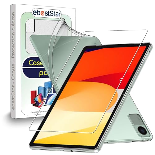 ebestStar - Hülle für Xiaomi Redmi Pad SE, Silikon Handyhülle Cover, Klar TPU Schutzhülle, Slim Handy Case, Transparent + Panzer Schutz Glas von ebestStar