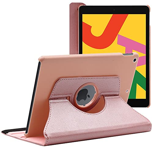 ebestStar - Hülle für iPad 10.2 (2019, 2020, 2021), Drehbar Schutzhülle, PU-Lederhülle, Rotierende Ständer Etui, Rotating Case Cover, Pink Gold von ebestStar