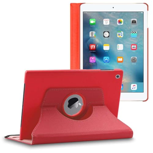 ebestStar - Hülle für iPad 2018 iPad 9.7 2017, Air 1 2013, Drehbar Schutzhülle, PU-Lederhülle, Rotierende Ständer Etui, Rotating Case Cover, Rot von ebestStar