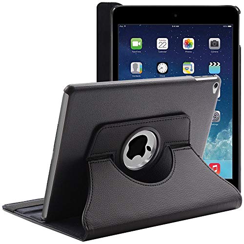 ebestStar - Hülle für iPad Air 2 iPad 6, Drehbar Schutzhülle, PU-Lederhülle, Rotierende Ständer Etui, Rotating Case Cover, Schwarz von ebestStar