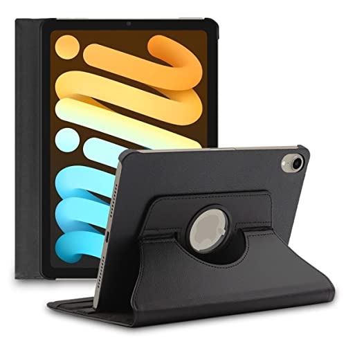 ebestStar - Hülle für iPad Mini 2021 8.3'' (6 gen), Drehbar Schutzhülle, PU-Lederhülle, Rotierende Ständer Etui, Rotating Case Cover, Schwarz von ebestStar
