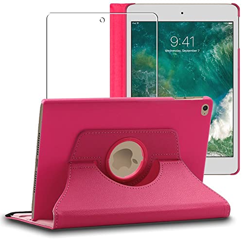 ebestStar - Hülle für iPad Mini iPad Mini 2019 (Mini 5), Mini 4 2015, Drehbar Schutzhülle, PU-Lederhülle, Rotierende Ständer Etui, Rotating Case Cover, Pink + Panzer Schutz Glas von ebestStar