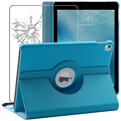 ebestStar - Hülle für iPad Pro 9.7 (2016), Drehbar Schutzhülle, PU-Lederhülle, Rotierende Ständer Etui, Rotating Case Cover, Blau + Panzer Schutz Glas von ebestStar