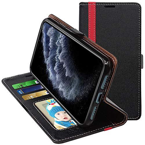 ebestStar - Hülle für iPhone 11 Pro, Handyhülle, Kunstleder Wallet Case, [PU Leder], Kartenfächer, Schwarz/Rot von ebestStar