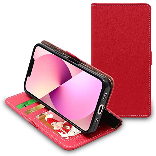 ebestStar - Hülle für iPhone 13 Mini, Handyhülle, Kunstleder Wallet Case, [PU Leder], Kartenfächer, Rot von ebestStar