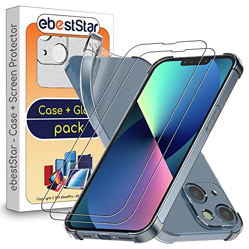 ebestStar - Hülle für iPhone 13 Mini, Silikon Handyhülle, Klar TPU Schutzhülle, verstärkten Rändern und Ecken, Transparent + Panzer Schutz Glas x2 von ebestStar