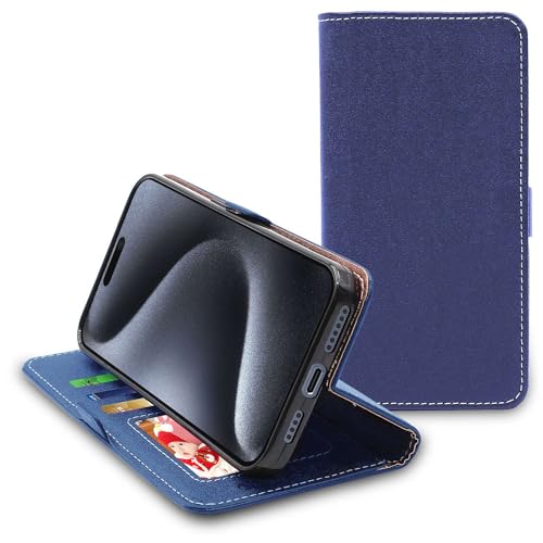 ebestStar - Hülle für iPhone 15 Pro Max, Handyhülle, Kunstleder Wallet Case, [PU Leder], Kartenfächer, Dunkelblau von ebestStar