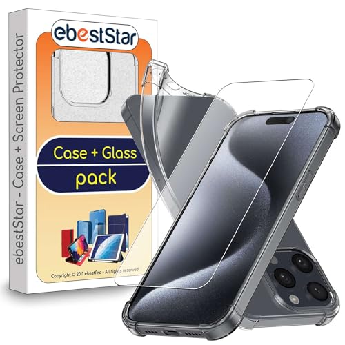 ebestStar - Hülle für iPhone 15 Pro Max, Silikon Handyhülle, Klar TPU Schutzhülle, verstärkten Rändern und Ecken, Transparent + Panzer Schutz Glas ebestStar - Hülle für iPhone 15 Pro Max, Silikon Handyhülle, Klar TPU Schutzhülle, verstärkten Rändern und Ecken, Transparent + Panzer Schutz Glas von ebestStar
