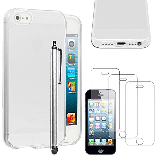 ebestStar - Hülle für iPhone SE iPhone 5 5S, Silikon Handyhülle Cover, TPU Schutzhülle, Slim Handy Case + Stift +3 Kunststofffolies, Transparent von ebestStar