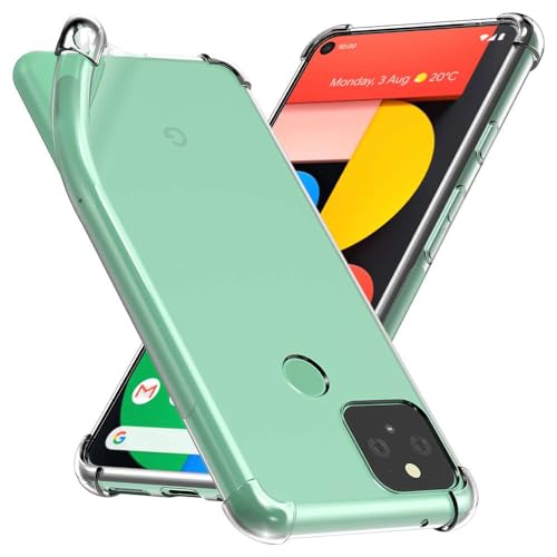 ebestStar - kompatibel mit Google Pixel 5 Hülle Flex Silikongel Handyhülle, Klar TPU Schutzhülle, verstärkten Rändern und Ecken, Transparent [Pixel 5: 144.7 x 70.4 x 8 mm, 6.0''] von ebestStar