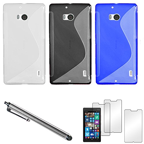 ebestStar - kompatibel mit Nokia Lumia 930 Hülle Flex Silikongel Handyhülle, Klar TPU Schutzhülle, S-line + Stift +3 Kunststofffolies, Transparent, Schwarz, Blau von ebestStar