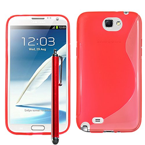 ebestStar - kompatibel mit Samsung Galaxy Note 2 Hülle N7100 Flex Silikongel Handyhülle, Klar TPU Schutzhülle, S-line + Stift, Rot von ebestStar