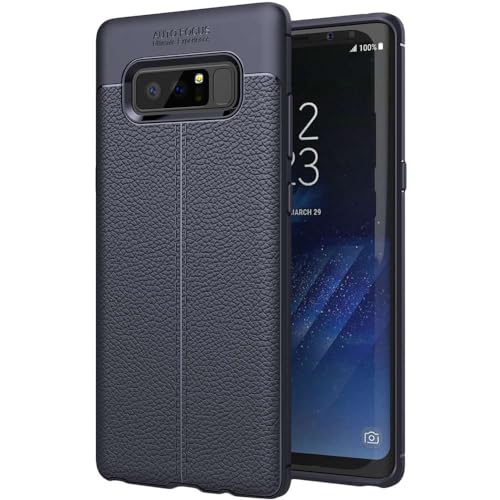 ebestStar - kompatibel mit Samsung Galaxy Note 8 Hülle Note8 Lederhülle Design TPU Handyhülle Schutzhülle, Flex Silikon Case, Dunkelblau von ebestStar