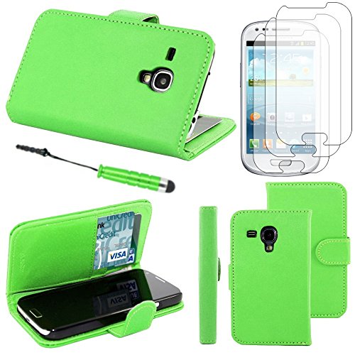 ebestStar - kompatibel mit Samsung Galaxy S3 Mini Hülle GT-i8190, i8190N Wallet Case Handyhülle [PU Leder], Kartenfächern Standfunktion + Mini Stift +3 Schutzfolies, Grün [Phone: 121.6x63x9.9mm 4.0"] von ebestStar