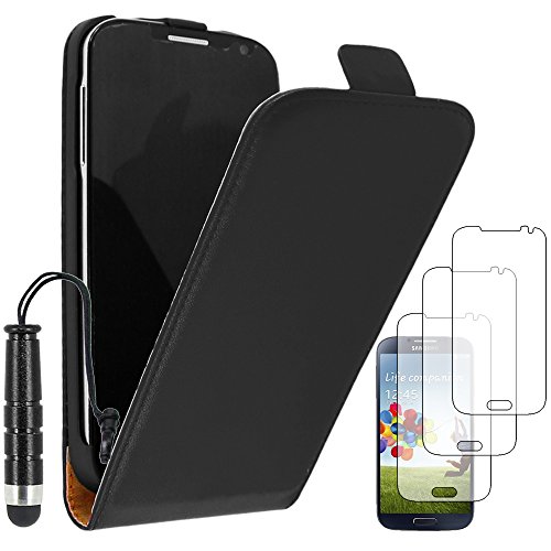 ebestStar - kompatibel mit Samsung Galaxy S4 Hülle i9500 i9505 PU Kunstleder Etui mit Klappe, Handyhülle Schutzhülle Case Cover + Mini Stift +3 Schutzfolies, Schwarz [Phone: 136.6x69.8x7.9mm, 5.0''] von ebestStar